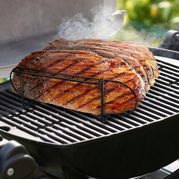 Ikke-klebende lakkgrill Bærbar grilling Biff Lammeribbe Hage Utested Grilling Kyllingverktøy Holder Ribberibber For Grilling Og Grillmatlaging
