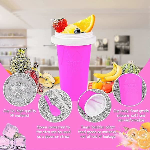 Slushie Cup Slushy Maker Ice Cup Silicone Cup Pinch Cup Summer Cooler Smoothies Cup Double Layer Press Cup Slush Maker Cup Smoothie Cup