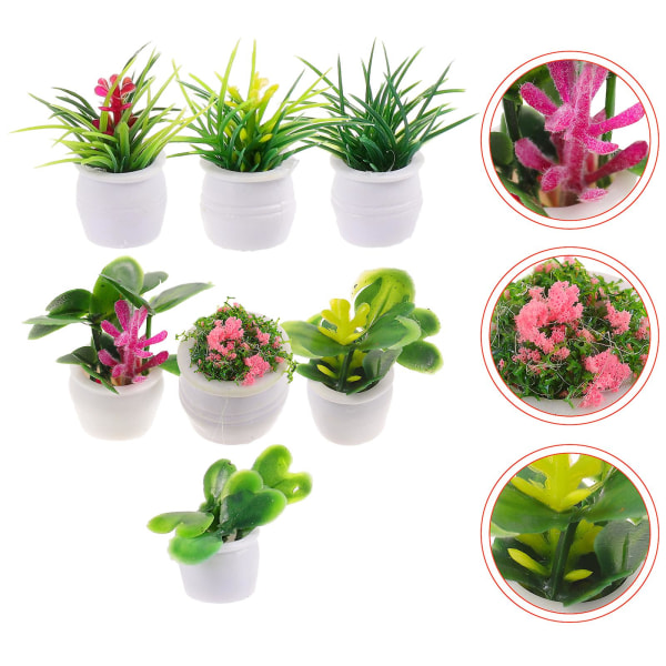 7 kpl Mini Kukkakasvi Pöytämalli Koristeellinen Maisema DIY Miniatyyri Kukkakasvi Tekokukka Sekalaiset