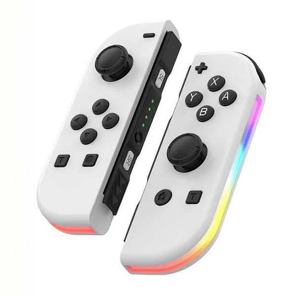 Hvid til Nintendo Switch Oled-controller med RGB-lys venstre og