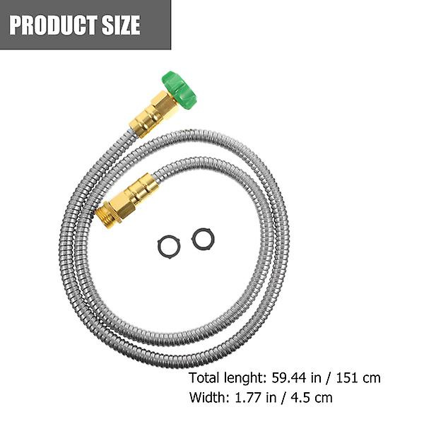 Rv Vand Slange 5ft Udendørs Slange Hun Hun Stik Have Slange Forlængelse Vand Slange Fittings Have Vand Slange Sølv 151X4.5X4.5CM