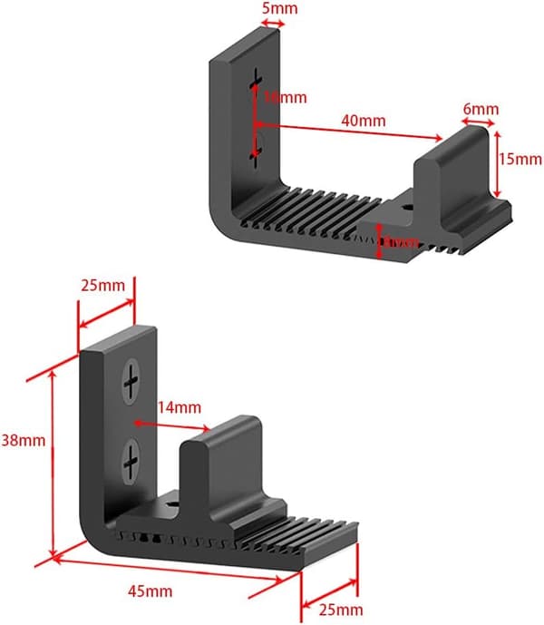Flexible Adjustable Wall Mount Sliding Door Bottom Floor Guide, Easy Installation, Black