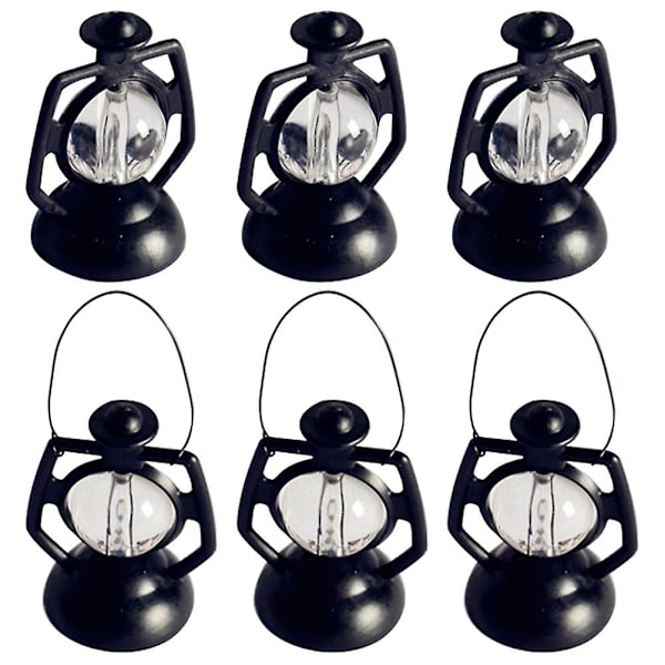 6 stk Retro Små Kerosinlampe Formet Dekor Vintage Jul Henge Kerosinlys Pynt Svart 2.5x2.