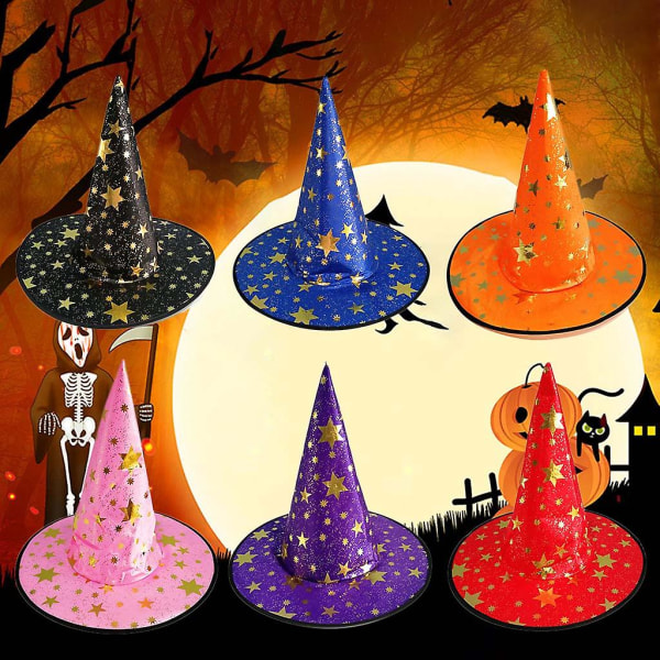Halloween-hatt för häxa/trollkarl, bronsfärgad, maskeradhatt, rollspelsprydnad, svart
