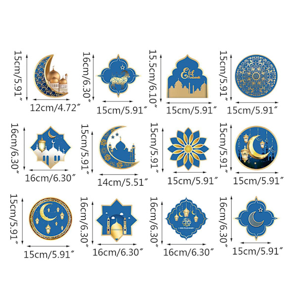 12 stk Hengende Svirler Ramadan Dekorasjoner Lykkelig Tak Streamers for Fest Dekorasjon