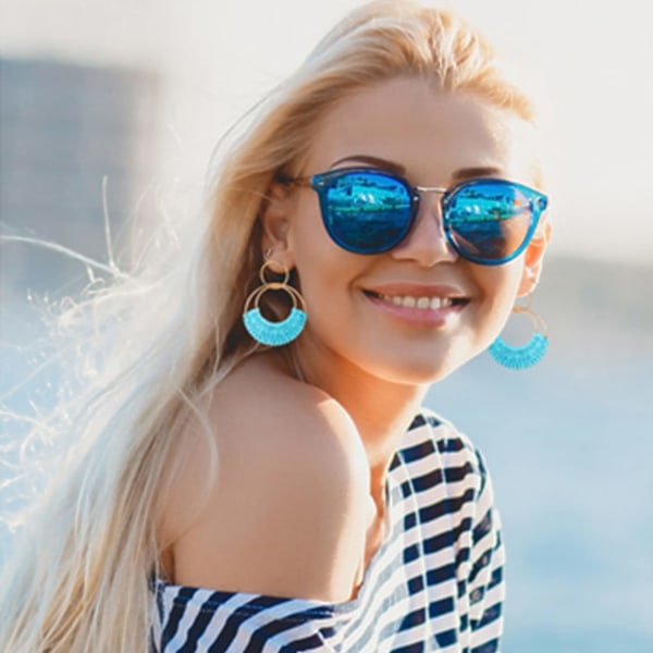 Øreringe Boho Sommer Øreringe til Kvinder Boheme Raffia Flet Strå Kurve Rund Drop Øreringe Letvægts Strandfest