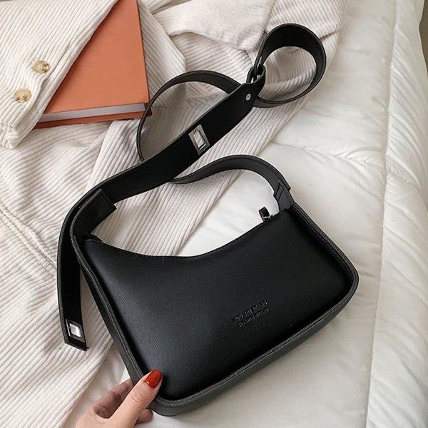 Damer Väska med Breda Axelband Allmatch Handväska Casual Crossbody Väskor Present Svart