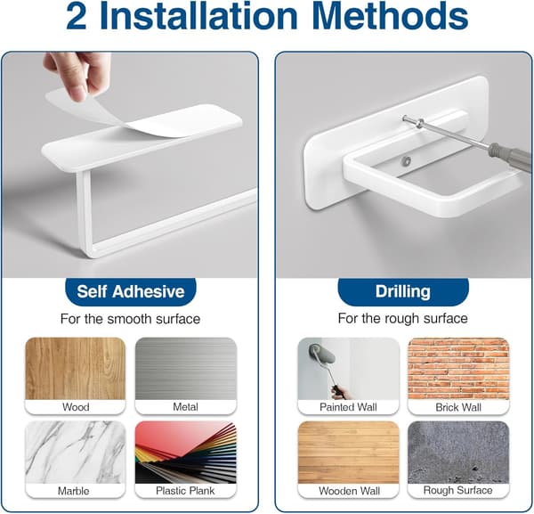 Kitchen Roll Holder Without Drilling - White - Practical Self-Adhesive - Under Cabinet for Kitchen Storage and Organization