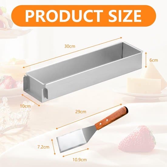Kakeform - 1 rektangulær bakeplate, justerbar moussekakeform med avtakbare sidepaneler for tilberedning av kake, brød, tiramisu (30 cm)
