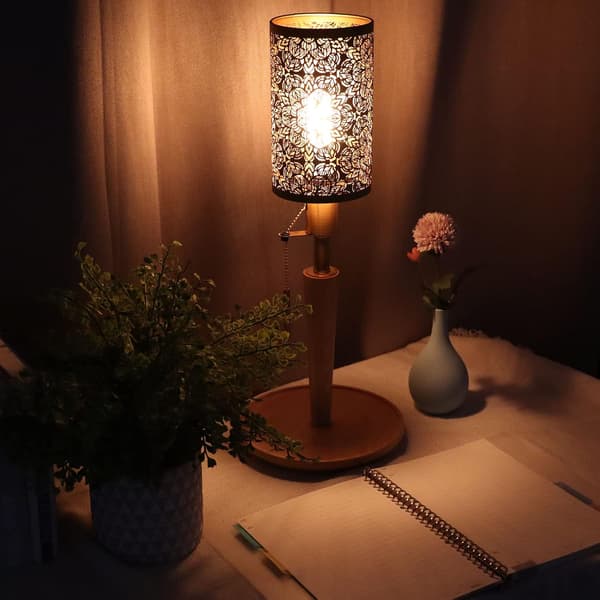 Metal Lampshade Perforated Engraved Metal Removable Cylindrical Round Pattern E27 E26 Decorative Bedside Lampshade Lampshades for Table Lamps