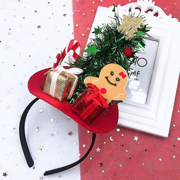 Shape5 Sequin Santa Hat Pandebånd Med Guldtonet Glitrende Krone, Juletema Hårtilbehør