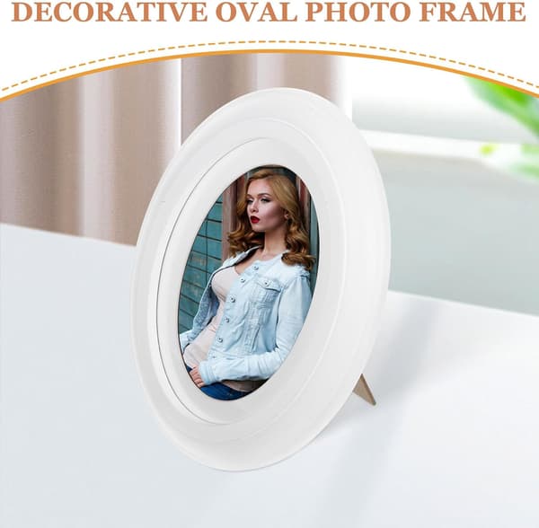Creative Style Oval Solid Wood Photo Frame White for Living Room Table