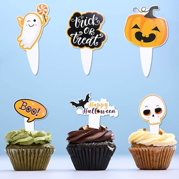 16 stk Kagepynt Halloween Cupcake Pynt Kagepynt til Festdekorationer