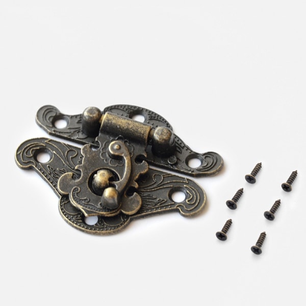 Antik prægning dekorativ messing hasp lås Lås med skruer til europæisk stil smykke æske dekoration