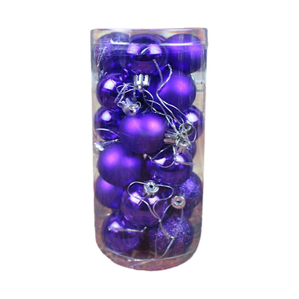 Julekuler 24stk/boks Glitterkuler Boks Julehengende Ballgaver 4cm Lilla