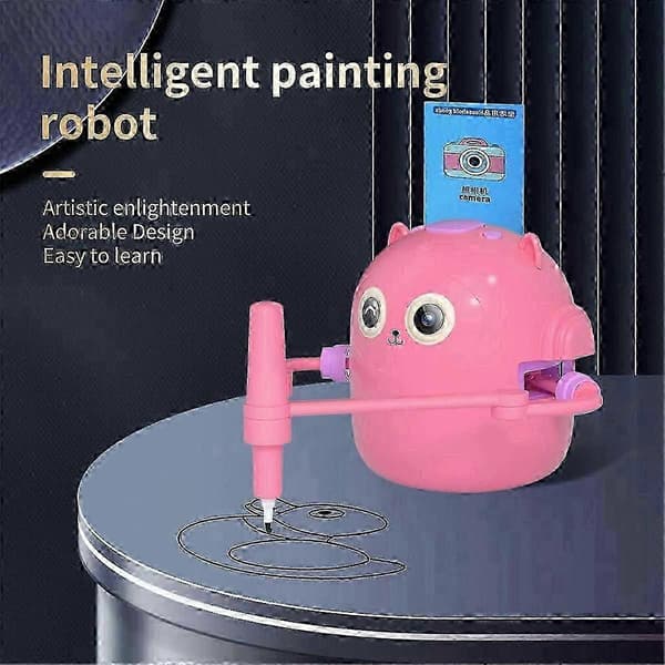 Interactive Educational Drawing Robot, 100 Drawing Cards, Intelligent Drawing Robot, Early Educational Drawing Robot Pink-FM-
