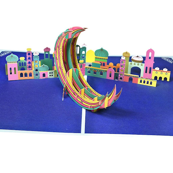 3D Pop Up -kortti Linna Kuu Tervehdyskortti Lomajuhla Postikortti