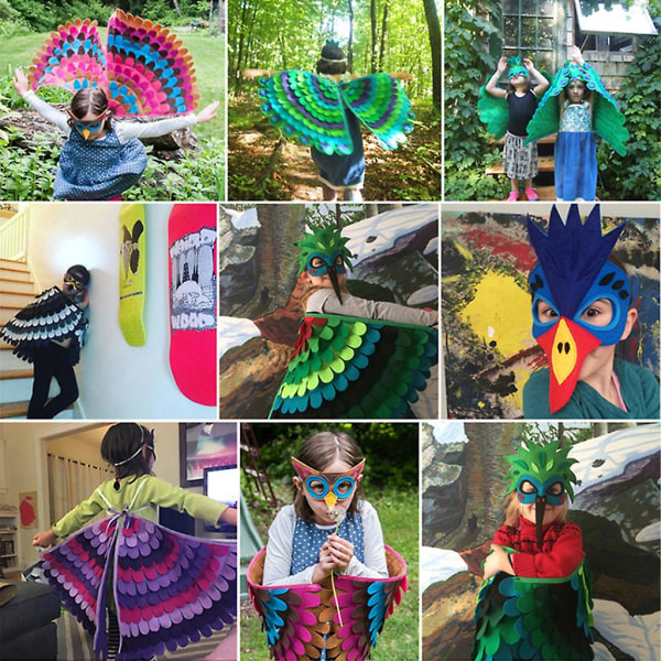 Bird Wings Kostym Mask Set Halloween Cosplay Dress Up Djurdräkt Fest gynnar Barn Flickor Pojkar Fantastiska kostymer Stil 3
