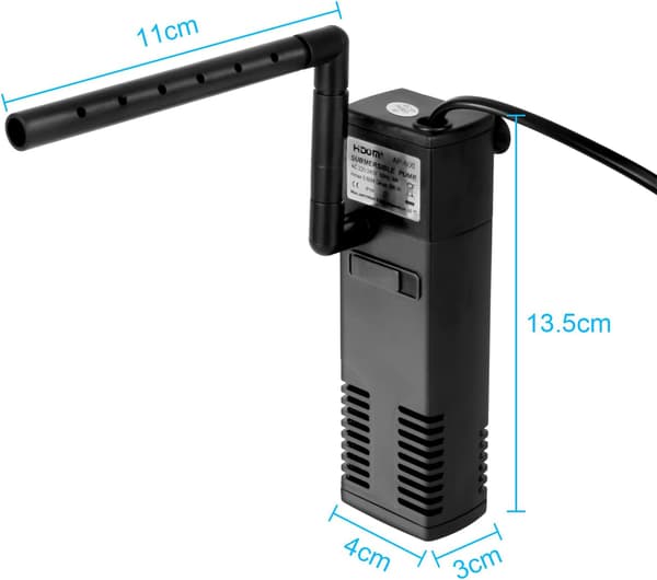 Akvarievattenflödesfilter 4W 300L/H Internt akvariefilter 60L Akvariepumpfilter med filter S