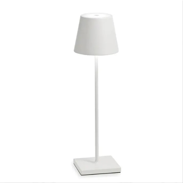 38 cm/15 tum sladdlös bordslampa, uppladdningsbar skrivbordslampa med steglös ljusstyrka, bärbar LED-bordslampa i aluminium för middag (vit)