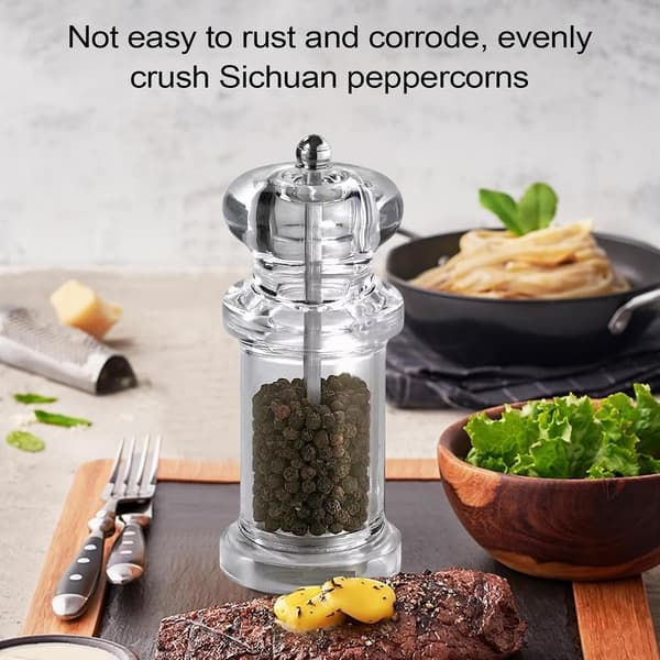 Pepper Mill - Manual Salt Grinder, Transparent Spice Jar, Reusable Spice Container for Kitchen | Kitchen & Dining