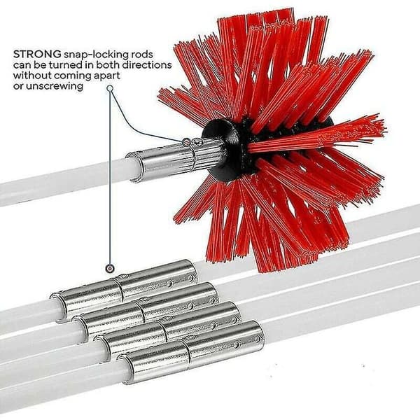 Professional Chimney Sweeping Kit 3.6m - Adjustable 100mm Nylon Sweeping Brush - 9 Handles for Chimneys (BT)
