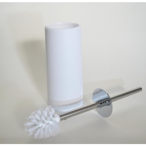Toalettborste och stöd, toalettskålborste med handtag i rostfritt stål Slitstarkt hårrengöringsmedel Dold toalettrengöring