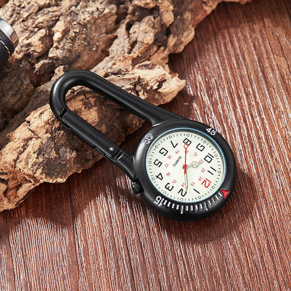 Sort Clip-On Quartz Ur til Mænd og Kvinder, Selvlysende i Mørke, til Klatring, Fars Dag, Mors Dag (3,9 * 7,7 cm)