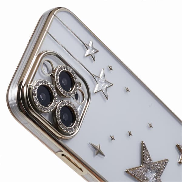Deksler til iPhone 15 Pro 3D Bling Stjerner Galvanisering TPU Gjennomsiktig Telefondeksel