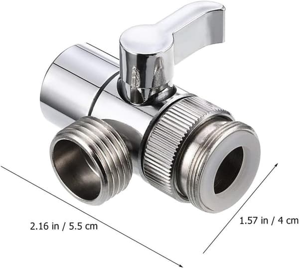 Vandhanefordelingsventil, 1/2\" tilslutning, til vaskemaskine og vask, 2-delt