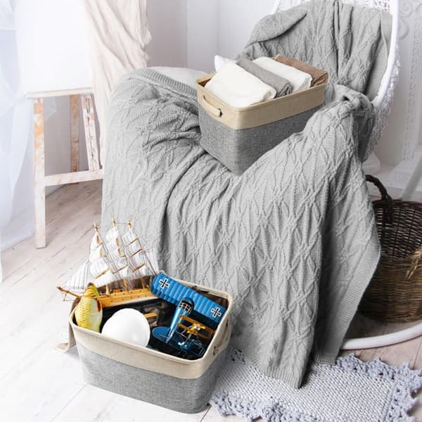 Laundry Basket Cotton and Linen Foldable Removable Simple Appearance Yellow Home Storage Box