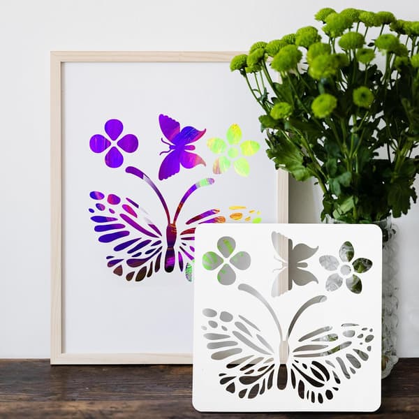 2 Sets DIY Graffiti Stencils Butterfly Craft Stencils for Painting Wall Stencils Journaling and Craftwork