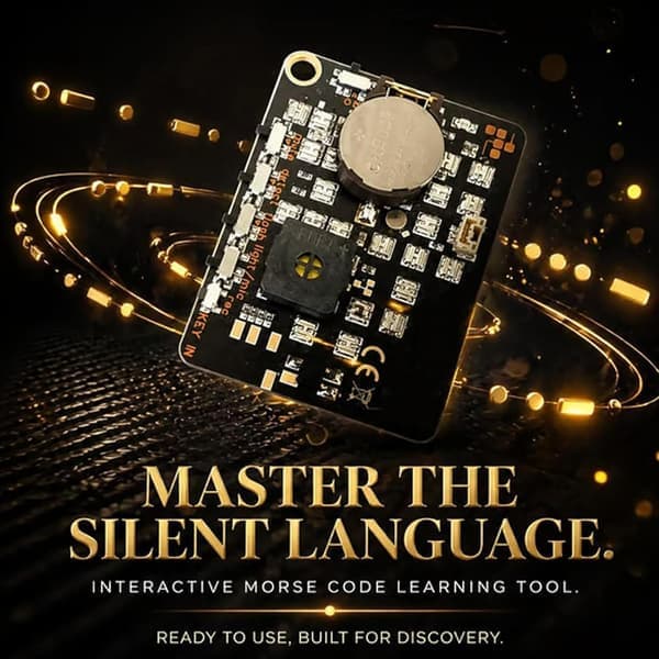 Morse Training Card Pro, Portable Interactive LED Telegraph Trainer with Signal Buttons, Audiovisual Feedback & Recording/Playback Function