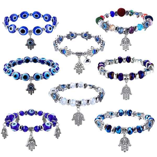 Djävleøje Armbånd, Perlearmbånd - 6MM Sort Lys