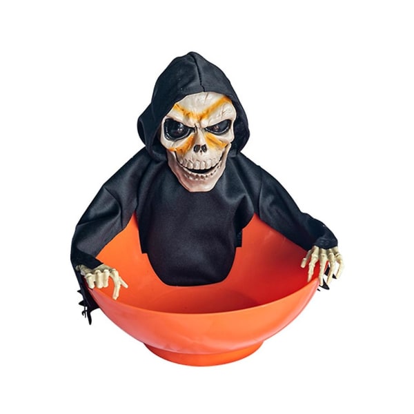 BHalloween Animated Scream Skull Candy Bowl with Motion Sensor ScreamB