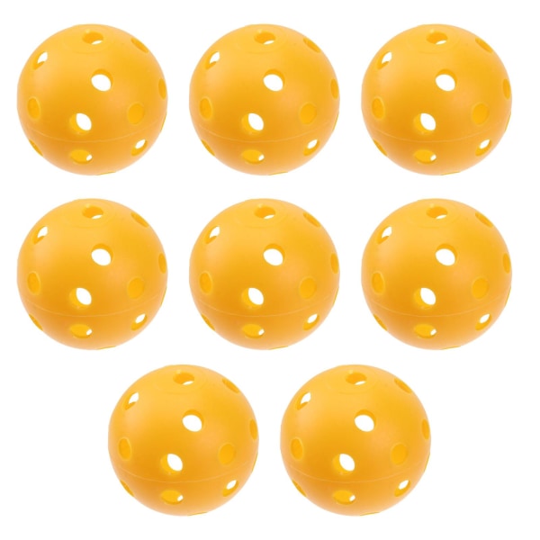 8pcs Plastic Balls Yellow Pickleball Ball With Holes Toy Ball For Indoor And Outdoor CourtsYellow