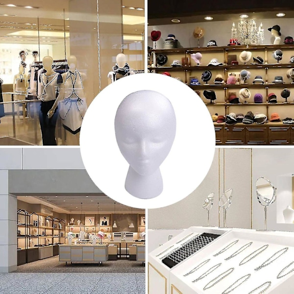Parykhoved - Høj Kvinde Skum Mannequin Paryk Stativ Og Holder Til Styling, Model Og Fremvisning af Hår, Hatte 2 stk