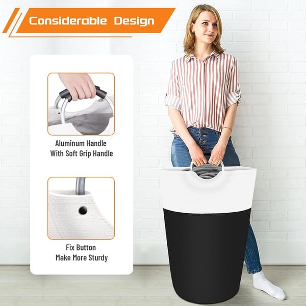 Laundry Hamper, Foldable Laundry Basket, Dirty Clothes Hamper, Waterproof with Foam Protected Aluminum Handle for College Dorm, 90L