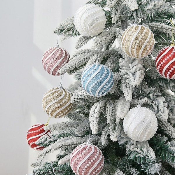8cm Glitter Julgran Ball Julhängande trädprydnad Festlig BröllopVit