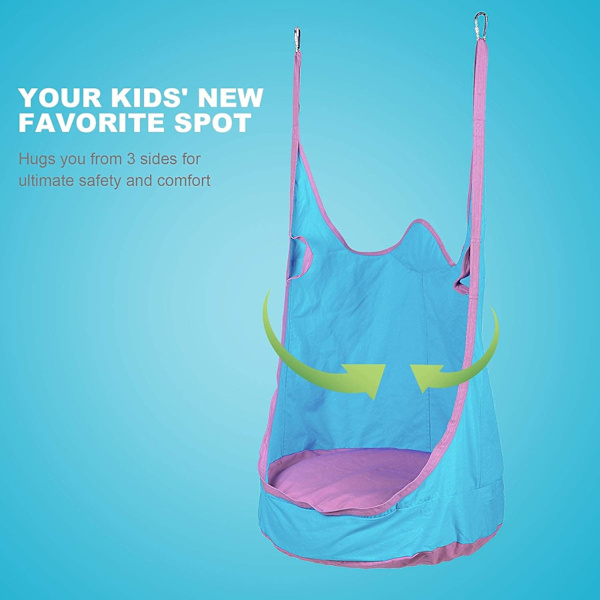 Lasten Pod-keinutuoli sisätiloihin, Lasten Pod-keinutuoli lapsille riippuva hammock-tuoli sisä- ja ulkokäyttöön, lasten hammock-istuin Pod (Parannettu kaksi hihnaa, sininen)