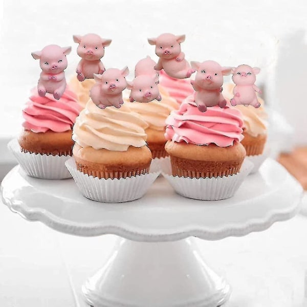 8 stk Miniatyr Grisfigurer, Griskake Topper Cupcakes Topper, Figur Miniatyrer, Griskake