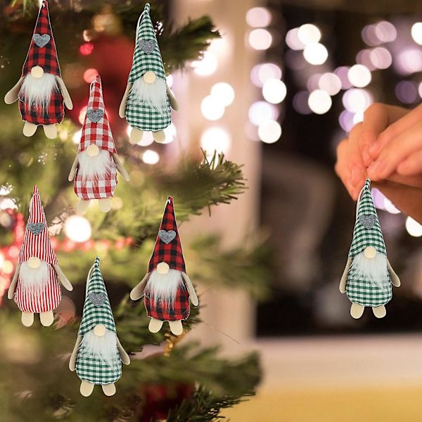 Julepynt Hængende Ornament Nissehue Tomtees Plys Juletræstop