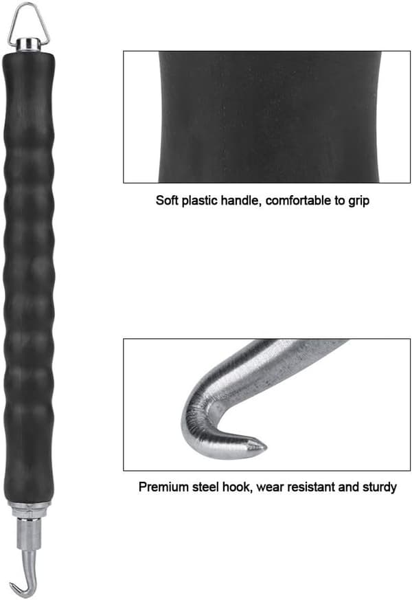 Semi-automatic retractable hook for tying wire, rebar tool on construction site
