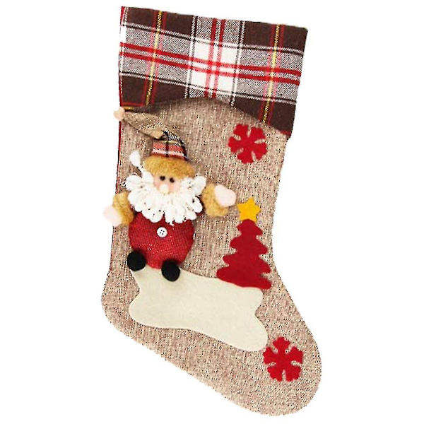 Julstrumpor, Stor Storlek Klassisk Julstrumpa Tomte Snögubbe Rensa Julkaraktär För Festdekoration 1st