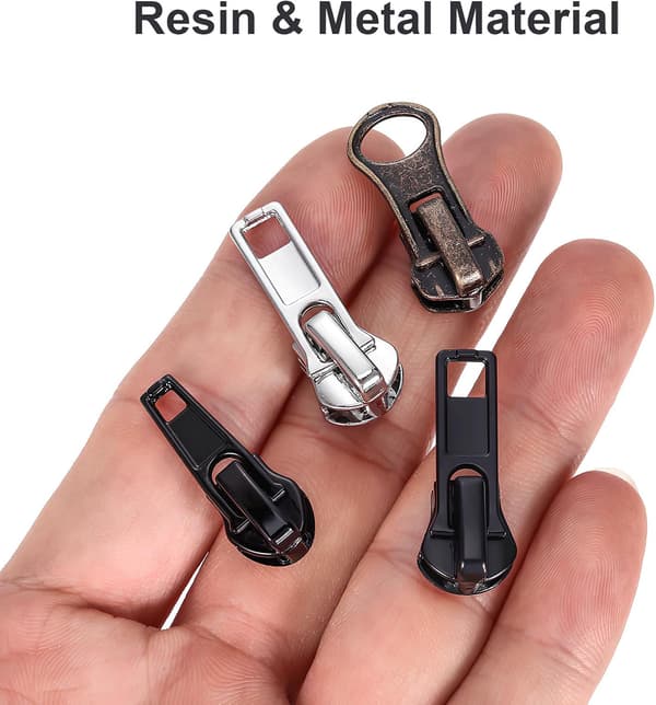 57 Pcs Resin Zipper Head Replacement Kit with Pullers, Universal Zipper Slider Repair Kit