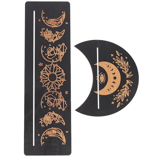 Kuun Koriste Puinen Tarot-teline Puinen Merkkiteline Alttarin Tarjousteline Arvonnan Tarot Black 25X7.5X2CM