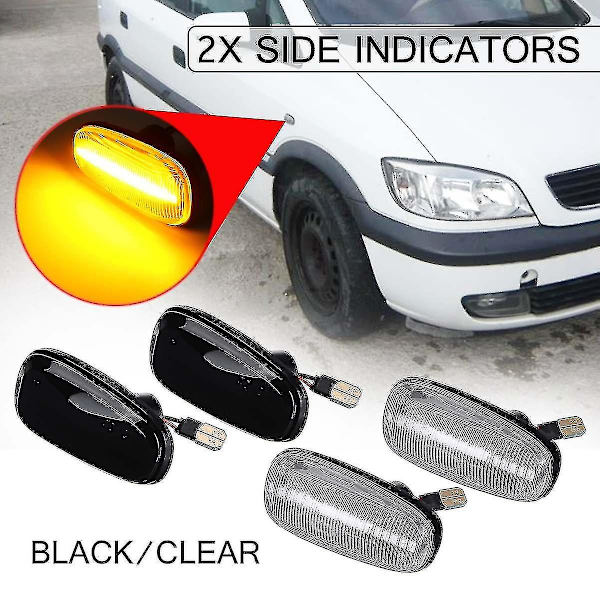 2 stk Bilsidemarkørlys LED Blinklys Indikatorlampe For Opel Zafira A 99-05 G 98-09 Hvit