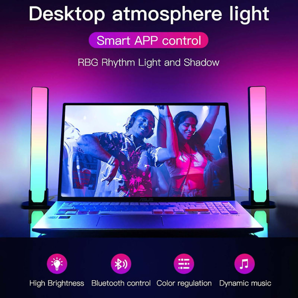 Computer Desktop Baggrund Atmosfære Lys Rgb Lys Med Gaming Lyd Pickup Lys Bluetooth Musi