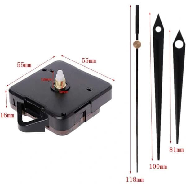 HA-Quartz Movement 3 Hands Super Silent Mechanism, Replacement for Wall Clock Movement, Black