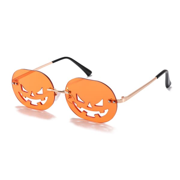 Græskar solbriller til kvinder, rammeløse festlige søde gallafest Halloween-briller, mode ildflamme nuancer (græskar orange)